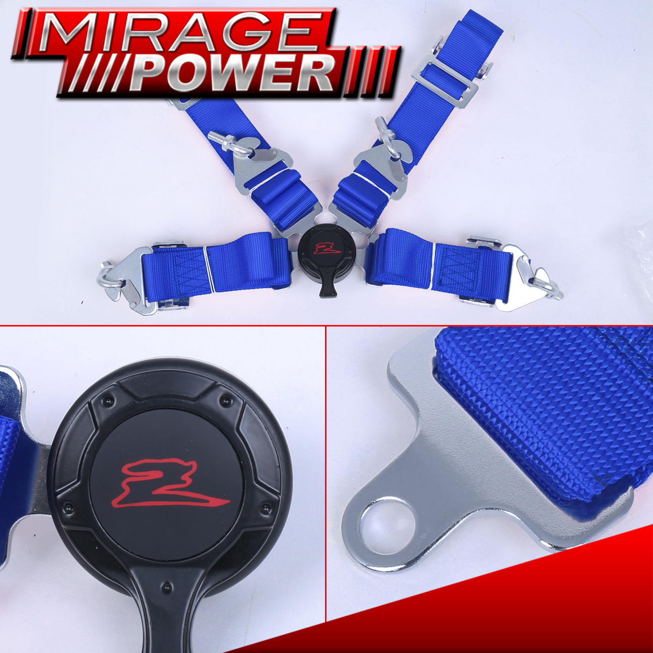 4 POINT JDM QUICK RELEASE LATCH CAMLOCK RACING SEAT BELT HARNESS BLUE