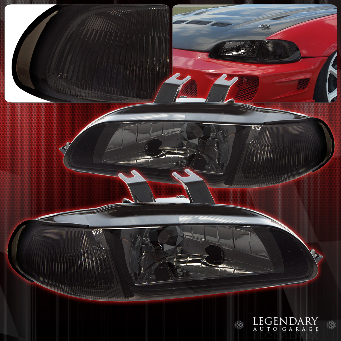 Details About For 1992 1995 Honda Civic Eg Sedan 4 Door 1 Piece Jdm Smoke Out Head Light Lamp