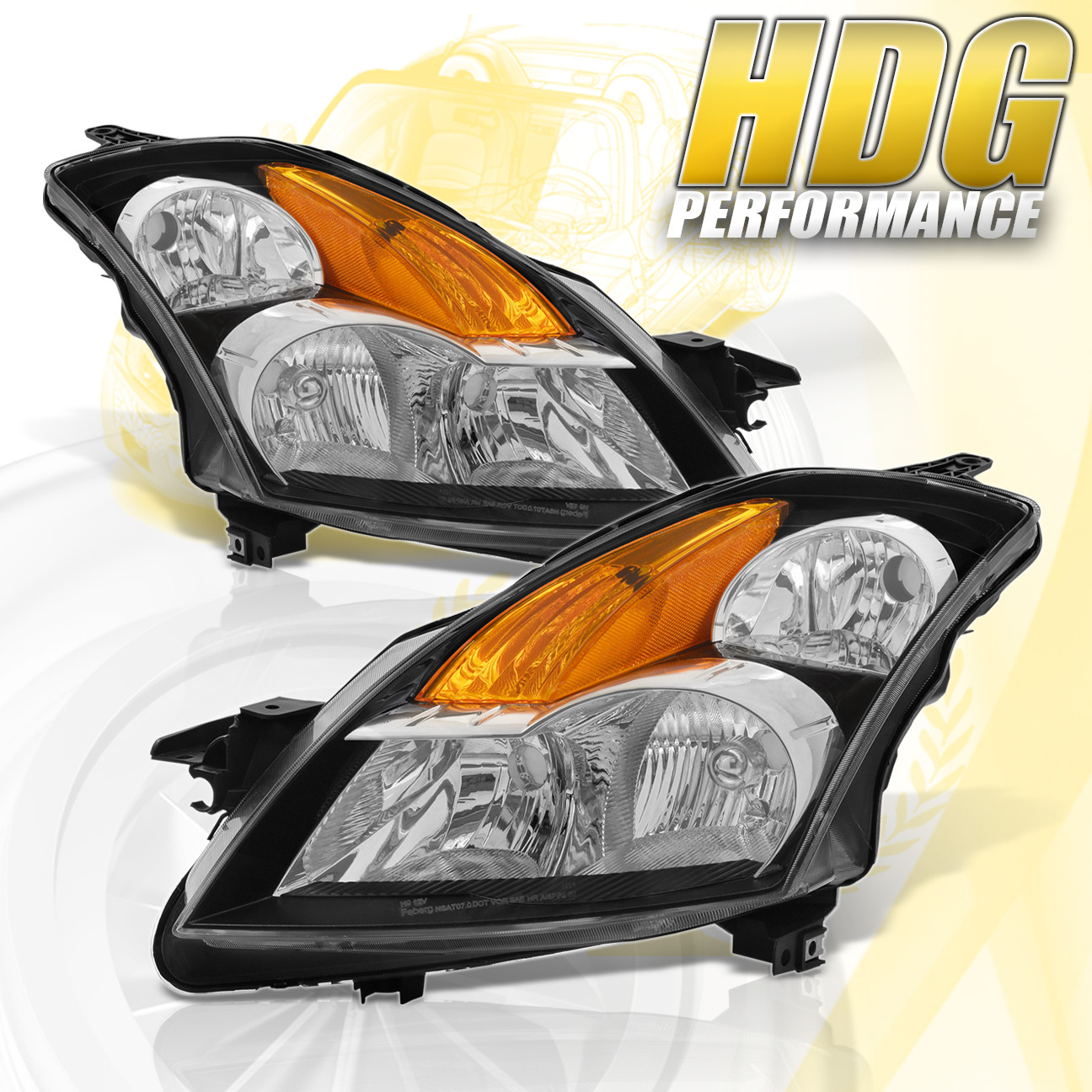 headlight assembly for 2007 2008 2009 nissan altima black factory style replacement headlights pair