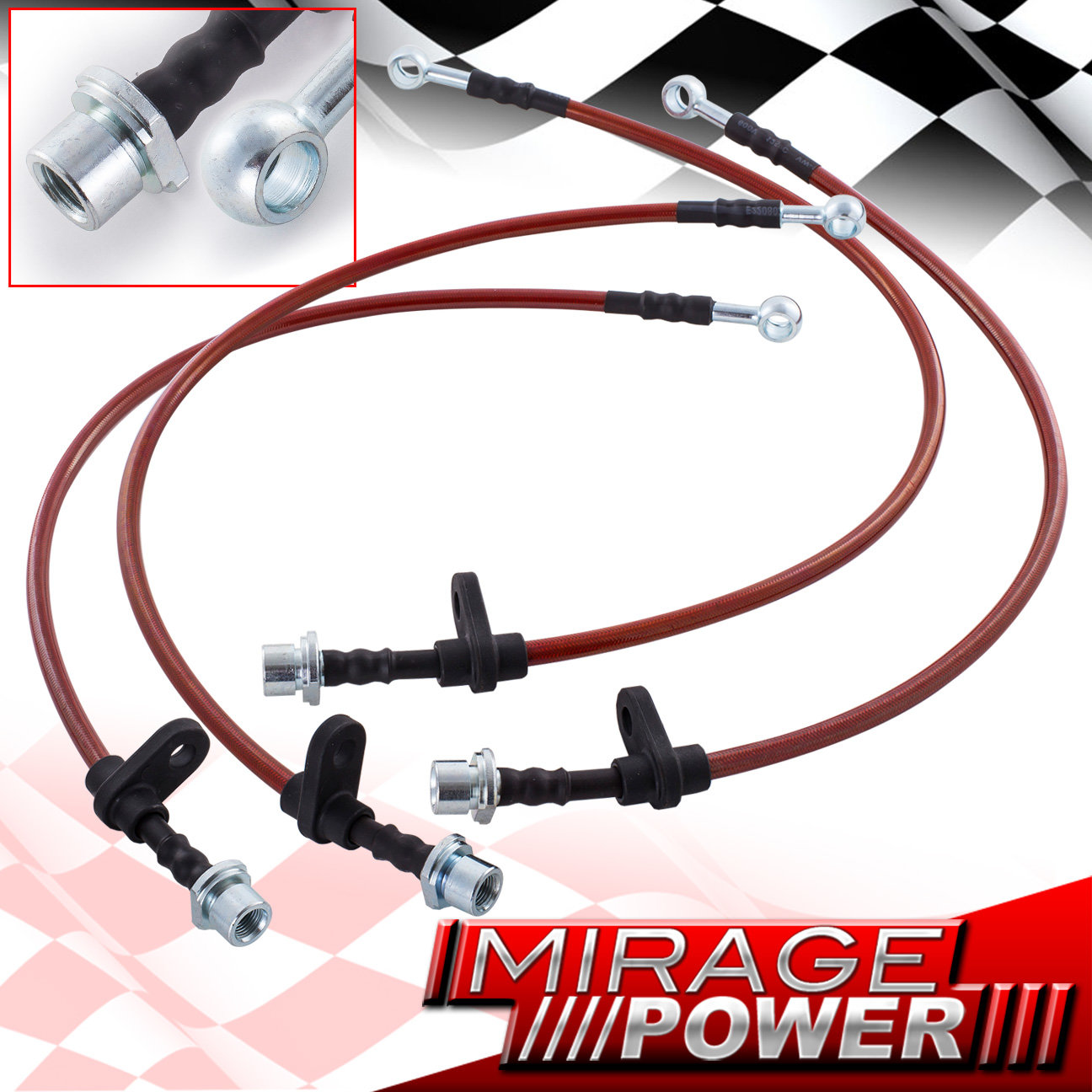 Red Stainless Steel Braid Hose Racing Oil Brake Line Black For 94-99 ...