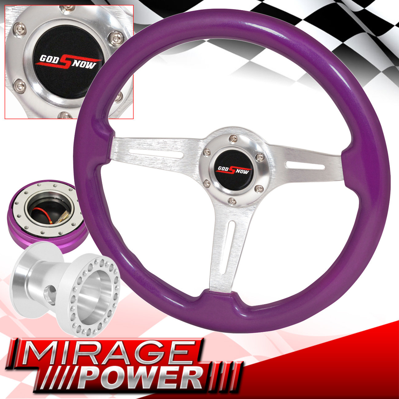 Purple Slim Quick Release + Purple Wood Silver Steering Wheel For 89-05 ...