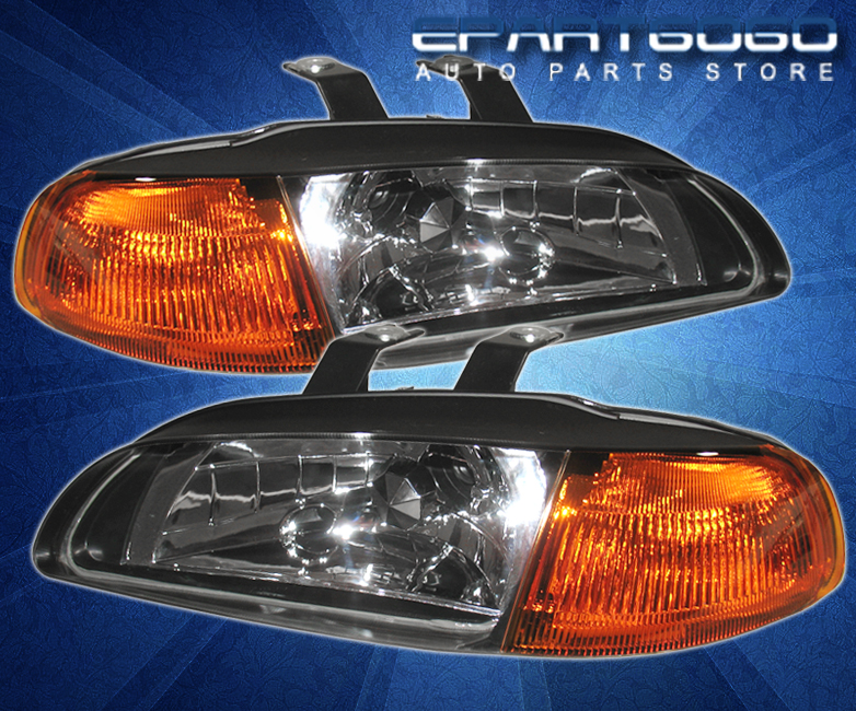 92 95 Honda Civic LX DX EX EG 4DR Sedan 1 Piece Black Headlights Amber